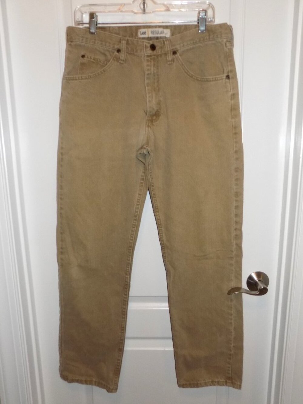 LEE Jeans Mens 34x32 Khaki Tan Straight Leg Denim Classic Regular Fit Pants